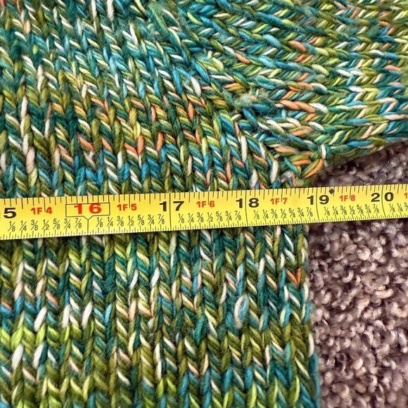Hand Knit Open Front Space Dye Green Cardigan Sweater Small Medium - Picture 5 of 6